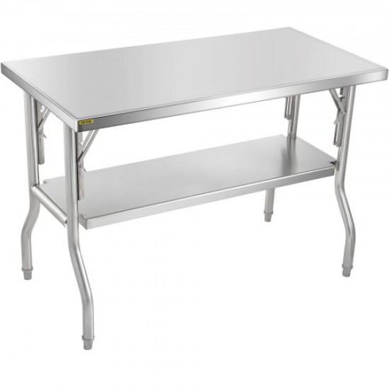 Comprar Mesa De Preparación Mesa de Trabajo Cocina 1220 x 610 x 850mm Mesa de Trabajo Plegable de Acero Inoxidable con Estante Extraíble 350kg Carga