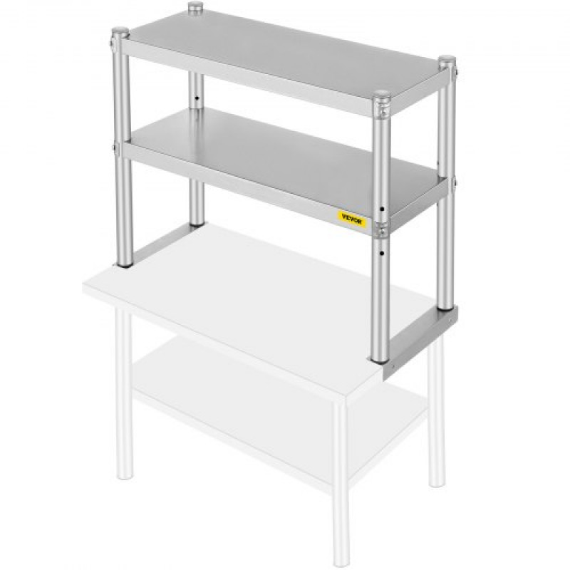 VEVOR Estante doble de acero inoxidable de 2 niveles, 12