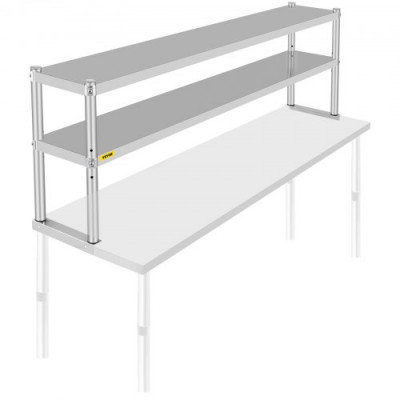 VEVOR Estante doble de acero inoxidable de 2 niveles, 12