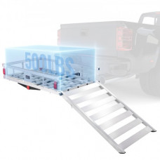 VEVOR Soporte de carga con enganche, 50 x 29,5 x 8,7 pulgadas, rampa plegable de 500 libras, apto para receptor de 2 pulgadas