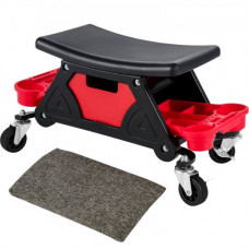 Taburete Mecánico Capacidad Carga 136 kg Asiento de Mecánico con Ruedas de 4" Taburete Mecánico con Ruedas 45,7x40,6 cm para Trabajos de Belleza, Reparación de Automóviles, Reparación Mecánica