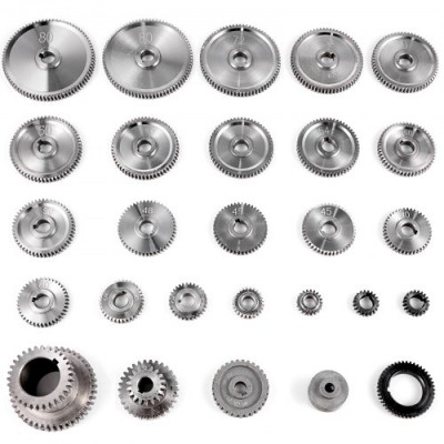 Engranajes de Torno de Metal, Conjunto de 27 pcs Metal Torno Engranajes para Mini Tornos y Fresadoras Modelo de Mini CJ0618 Herramienta Engranajes de Metal con Alta Precisión Fácil de Instalar