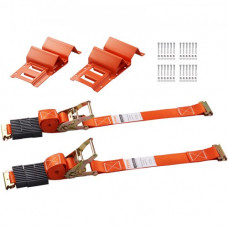 VEVOR Kit de amarre para ruedas, kit de correa de amarre de 2 x 96 pulgadas, sistema de amarre para remolque resistente para ruedas de 10 a 23 pulgadas, ATV, UTV, remolque, cortacésped, 4 pcs