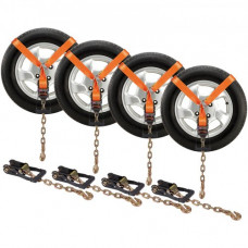 VEVOR Amarre para automóvil con anclajes de cadena, correas para neumáticos estilo lazo de 2