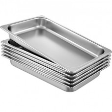 VEVOR Bandeja rectangular de acero Inoxi 50x30x5CM 6 uds. Bandeja Honda para Servir