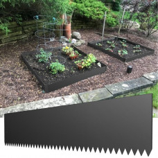 VEVOR Bordura de Acero Galvanizado 20,3 x 101,6 cm Borde para Césped 6 Piezas Valla Delimitadora de Bordes Grosor de 1,8 mm Borde Limitador de Jardín Flexible para Jardines Senderos Patios, Negro