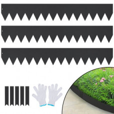 VEVOR Borde de acero para paisaje, paquete de 3 bordes de acero para jardín, tiras de 40 pulgadas de largo x 6 pulgadas de alto, borde de borde martillado con 5 clips, borde de paisaje de metal plegab