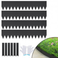 VEVOR Borde de jardín de acero, juego de 4 bordes de metal para césped, 40 x 8 pulgadas, instalación sencilla con 6 clips de fijación, tiras plegables resistentes para patio, jardín, césped