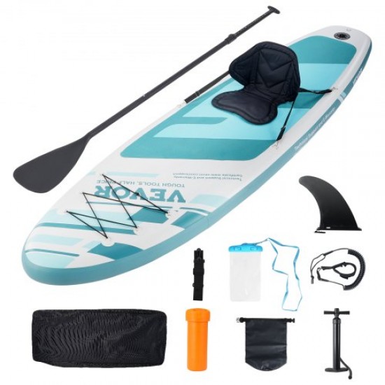 VEVOR Tabla de Paddle Surf Inflable, 3230,8 x 838,2 x 152,4 mm Tabla de Paddle SUP de PVC con Asiento de Kayak extraíble, Accesorios para Tabla, Bomba, Remo y Kit de reparación, Juego de Remo Azul