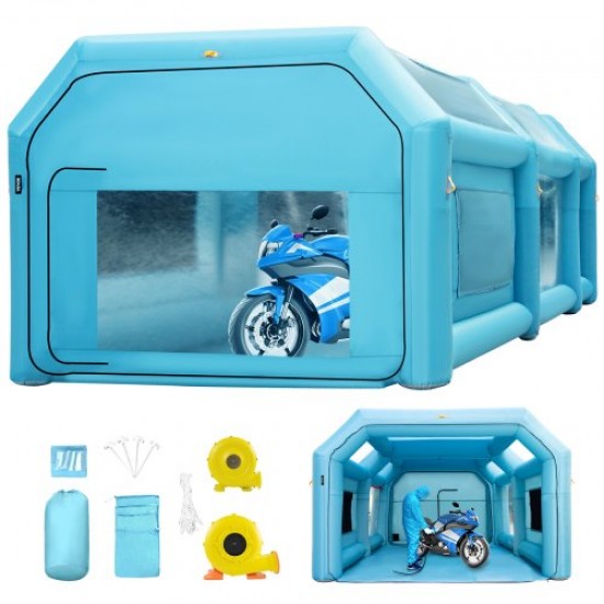 Comprar Cabina de Pintura Inflable 6x3x2,5 m Carpa Hinchable Tela Oxford 210D PVC Soplador de Inflado 680 W Ventilador 330 W Cabina de Garaje Inflable Portátil Azul Carpa para Automóvil Camping Feria