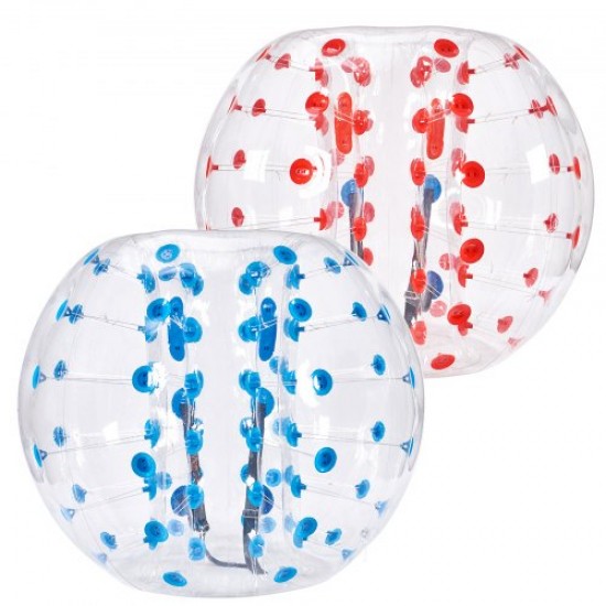 Comprar 2 pelotas de parachoques inflables de 1,5 m x 1,2 m, pelota de rebote inflable con cuerpo de PVC para actividades al aire libre, pelota de parachoques inflable de puntos rojo y azul