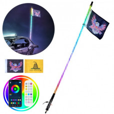 VEVOR Látigo de luz LED de 36 pulgadas con aplicación y control remoto RF, impermeable 360° espiral RGB con 2 banderas, decoración de iluminación para UTV, ATV, motocicletas, RZR, Can-Am, camiones