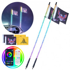 VEVOR 2 piezas de luz de látigo, luz LED con aplicación y control remoto RF, impermeable 360° espiral RGB Chase luz látigo con 4 banderas, luz LED de 60 pulgadas para UTV, ATV, RZR