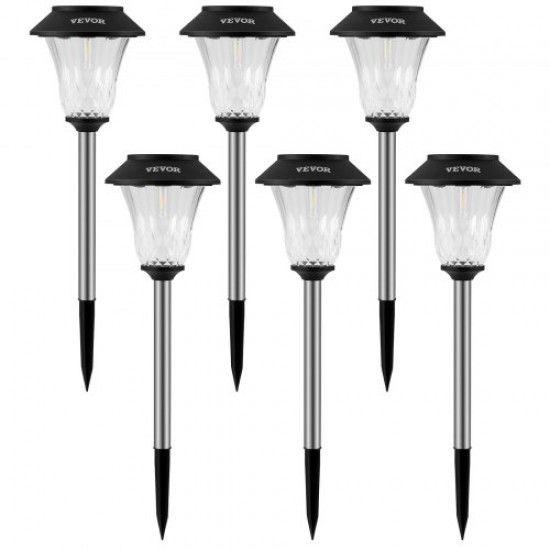 Buy Solar Garden Lights Waterproof IP44 Solar Path Lights 6 Pack Polysilicon Solar Panel Solar Street Lights Outdoor Stainless Steel Black for Pathway Lawn Step Walkway