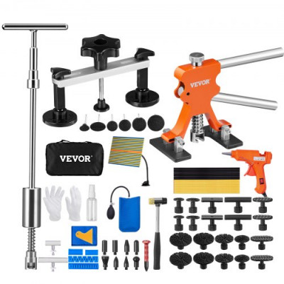 VEVOR 69 PCS Kit de Reparación de Abolladuras sin Pintura para Carrocerías de Automóviles, Elevador de Oro, Extractor de Puentes, Herramienta de Martillo Deslizante Kit para Carrocerías de Automóviles