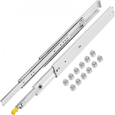 Guías para Cajones 50,8 cm, Rieles para Cajones 227 kg, Carriles para Cajones Correderas para Cajones Guías Laterales para Cajones con Rodamiento de Bolas Guías Telescópicas para Cajones Plata