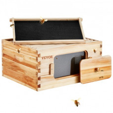 VEVOR Kit de Colmena de Abejas de Madera 10 Marcos con Caja Profunda Madera de Cedro Recubierta de Cera de Abejas Base de Ventanas Acrílicas Transparentes para Apicultores Principiantes Profesionales