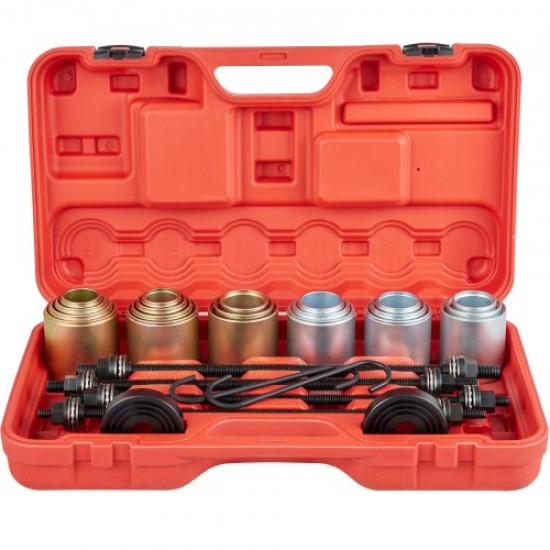 Buy Bearing Removal Tool Kit 56 x 14 x 32.5 cm Bearing Extractor Set 26 Pieces Steel Material Pulling Pressure Sleeve Kit with 4 Discs for Workshops and Garages