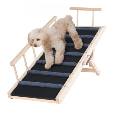 VEVOR Rampa para Perros Longitud de 1200 mm Rampa Plegable Antideslizante para Perros Pequeños/Grandes Altura Ajustable 6 Niveles 35-70 cm Adecuada para Cama, Sofá, Acceso al Coche, Interior, Exterior