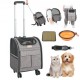 VEVOR Transportín para Mascotas con Ruedas Carga de 8,1 kg Maleta para Gatos 34x28x42 cm Transportador para Mascotas con Asa Telescópica Correa para Hombro Cremallera con Autocierre para Perros, Gris