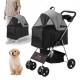 Kaufen Sie Hunde-Kinderwagen, 4 drehbare Räder, 1 Bremse, Haustier-Kinderwagen, Belastung 16 kg, Hundeträger, abnehmbarer Ständer, Aufbewahrungskorb, Getränkehalter für Hunde, Schwarz/Dunkelgrau