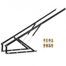 VEVOR Juego de Dos Bisagras para Canapé con Dos Resortes para Cama 1,5 x 2M de Largo Sistema de Elevación con Amortiguadores Bisagra para Canape Herrajes Cama Abatible Pistones para Canapes Negro