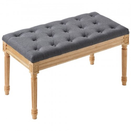 Comprar Banco Tapizado 80x40x48 cm Banco de Entrada con Cojín Acolchado de Espuma y Patas de Madera de Goma, Reposapiés Acolchado Carga 100 kg, para Comedor, Salón, Dormitorio, Pasillo, Gris