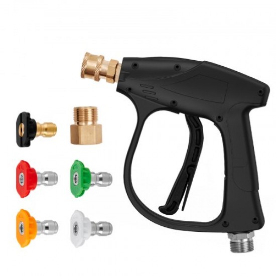 Comprar Pistola Limpiadora de Alta Presión 4350 PSI Entrada M22-14 Conector de Manguera de Salida 1/4" Mango de Lavado a Presión de Acero Inoxidable con 5 Colores de Boquillas de Conexión Rápida