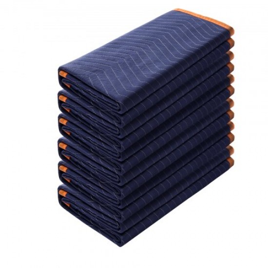 Comprar Mantas para Mudanzas de Muebles 1829x1016 mm Mantas de Protección de Embalaje Resistentes 6 Piezas Tela no Tejida Algodón Reciclado para Proteger Muebles, Pisos, Electrodomésticos, Azul/Naranja