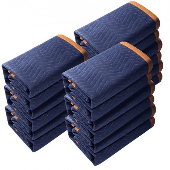 Comprar Mantas para Mudanzas de Muebles 2032x1829 mm Mantas de Protección de Embalaje Resistentes 12 Piezas Tela no Tejida 65 libras/dz para Proteger Muebles, Pisos, Electrodomésticos, Azul/Naranja