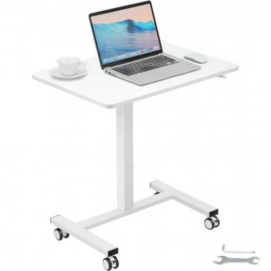 Comprar Mesa de pé móvel alta ajustável de 713-1118 mm Carga de mesa / suporte de 18,1 kg com mola a gás Rodízios giratórios de 360 ° Mesa com trava para computador Home Office School