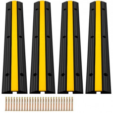 Pasacables para Suelo de Caucho Canaleta Para Cable y Pvc Rampa de Protección de Cables de 1 Canal 4 Piezas de Protector de Cable para Suelo