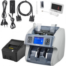 VEVOR Contador de Dinero >800 pcs/min Detector Billetes Falsos Tamaño de Nota Contador de Efectivo con Impresora Contador de Billetes