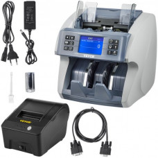 Contador de Dinero >800 pcs / min Detector Billetes Falsos Contador de Efectivo 7kg con Impresora Contador de Billetes Incluye Detección
