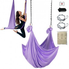 VEVOR Hamaca aérea de yoga 4x2,8 m Kit de columpio de yoga con inversión de danza aérea Nylon 100 g/m² Carga 1000 kg Vuelo aéreo antigravedad para fitness Culturismo Pilates Gimnasio Estudio, Púrpura