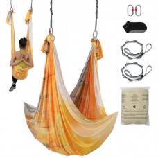 VEVOR Hamaca aérea de yoga 5x2,8 m Kit de columpio de yoga con inversión de danza aérea Nylon 100 g/m² Carga 1000 kg Vuelo aéreo antigravedad para fitness Culturismo Pilates Gimnasio Estudio, Oro