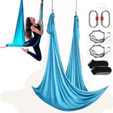 VEVOR Hamaca aérea de yoga 5x2,8 m Kit de columpio de yoga con inversión de danza aérea Nylon 100 g/m² Carga 1000 kg Vuelo aéreo antigravedad para fitness Culturismo Pilates Gimnasio Estudio, Azul