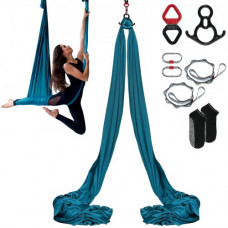 VEVOR Hamaca aérea de yoga 8x2,8 m Kit de columpio de yoga con inversión de danza aérea Nylon 100 g/m² Carga 1000 kg Vuelo aéreo antigravedad para fitness Culturismo Pilates Gimnasio Estudio, Verde