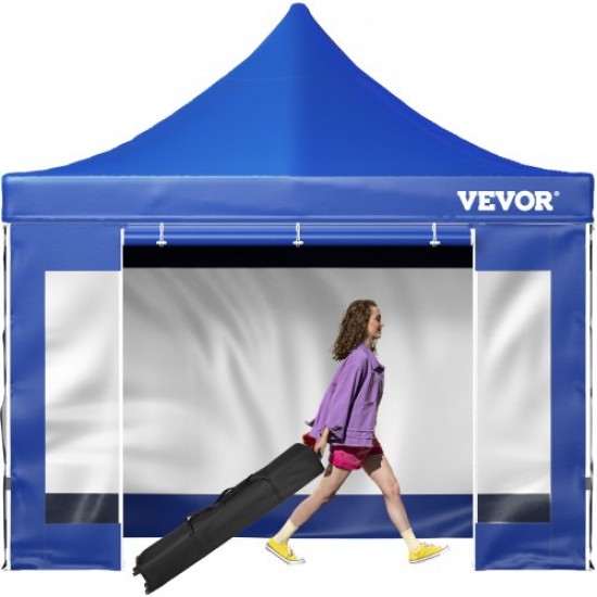 Buy Folding Gazebo with Sidewalls 3 x 3m Pop Up Gazebo Waterproof PVC Tents with Cloth Bag Outdoor Gazebo 3 Adjustable Heights Blue for Parties, Weddings, Gatherings