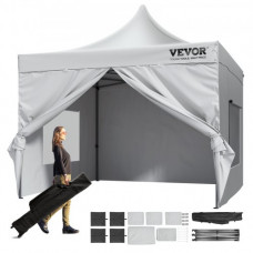 VEVOR Carpa Gazebo Emergente 304,8x304,8cm Carpa para Cenador Impermeable de Paredes Laterales Extraíbles Resistente a los Rayos UV con Bolsa con Ruedas para Exteriores, Jardín, Fiesta, Camping, Patio