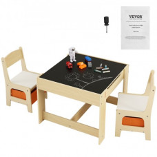 VEVOR 1 mesa infantil con 2 sillas, juego de muebles infantiles con almacenaje