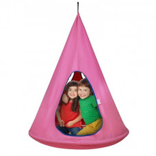 VEVOR Hamaca Nido para Niños 100x132 cm Columpio Colgante Interior Exterior Capacidad de Carga 113 kg con Cuerda Ajustable Instalación Sencilla para Salón, Dormitorio, Césped, Jardín, Madera, Rosa