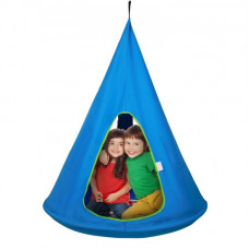 VEVOR Hamaca Nido para Niños 100x132 cm Columpio Colgante Interior Exterior Capacidad de Carga 113 kg con Cuerda Ajustable Instalación Sencilla para Salón, Dormitorio, Césped, Jardín, Madera, Azul