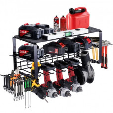 VEVOR Estante para Herramientas Eléctricas de Pared 5 Ranuras Organizador de Almacenamiento para Taller Garaje, 3 Capas para Taladro Inalámbrico, Estación de Carga de Batería, Destornillador, Alicates