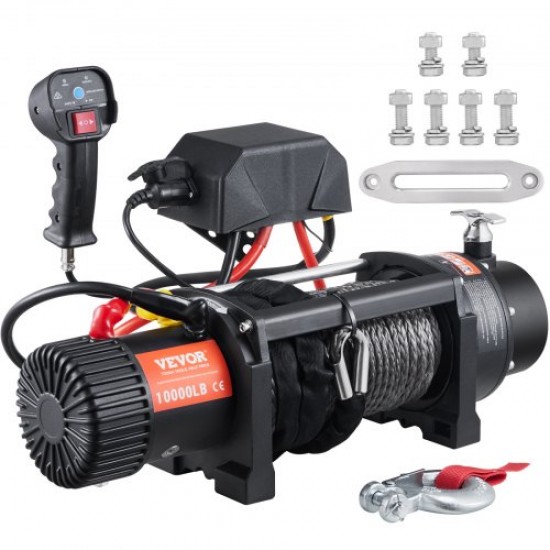 Buy 12V Electric Winch 10000 lbs 4536kg with 2 in 1 Wireless Remote Control 20m Nylon Rope Winch IP67 Waterproof with Control Box for Trailer ATV SUV Trucks