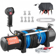 Cabrestante Eléctrico 12V 3629kg con Mando a Distancia Inalámbrico 2 en 1 Cabrestante de 20m de Cuerda de Nailon IP67 Impermeable con Caja de