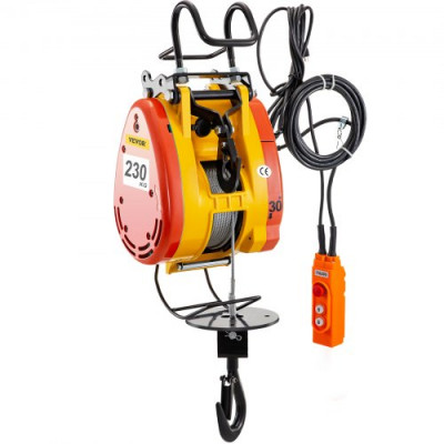 Polipasto Eléctrico Cabrestante Eléctrico 230kg con Sistema de Tracción de Cable de 30m, Elevador Eléctrico Capacidad 507 lb/ 230 kg, Montacargas Eléctrico para Garage