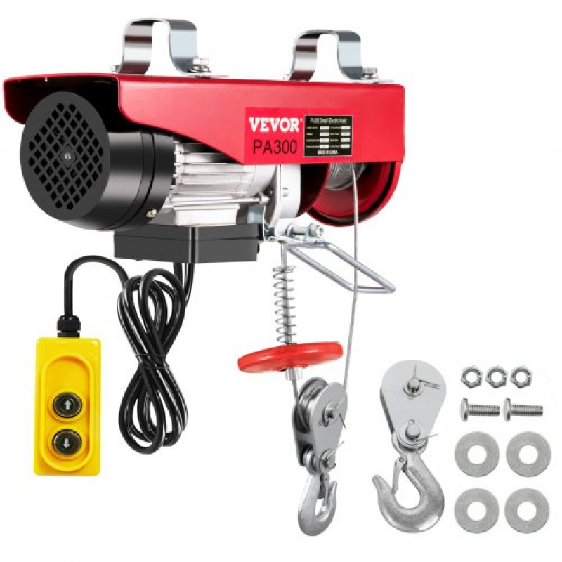 VEVOR 150 / 300kg Polipasto Eléctrico de 550W de Potencia, Herramienta de Paleta Eléctrica con Cable, 40 pies, Polipasto Eléctrico, Adecuado para Fábricas, Almacenes, Construcción, Mercancías