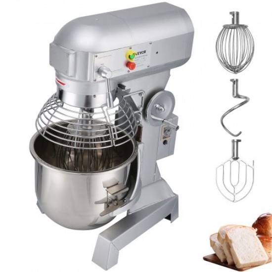 Comprar Batidora Amasadora 10 L, Amasadoras Repostería 450 W con 3 Velocidades Ajustables (110 rpm, 178 rpm, 390 rpm ), Amasadora de Pan Profesional de Acero Inoxidable, con 3 Accesorios de Mezcla