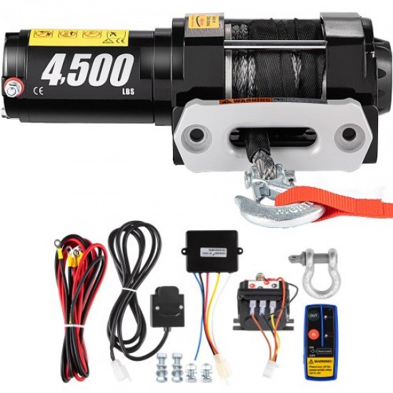 Buy Electric Winch, 2041kg/4500lb 2.5kW Car Winch with Wireless Remote Control, 13m Synthetic Rope Electric Winch Lifter Winch for Vehicle Rescue